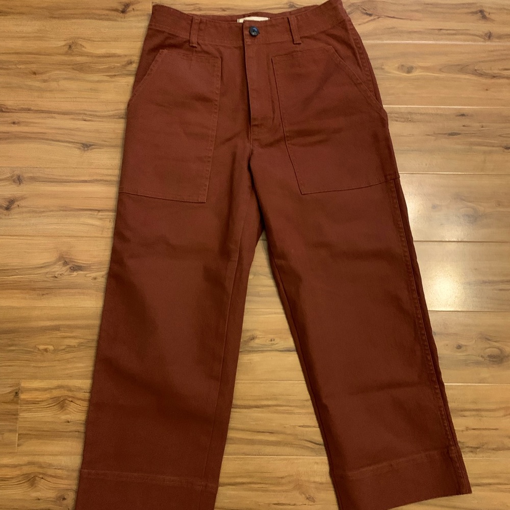 Gorgeous terra cotta Madewell wide leg utility cropped pants